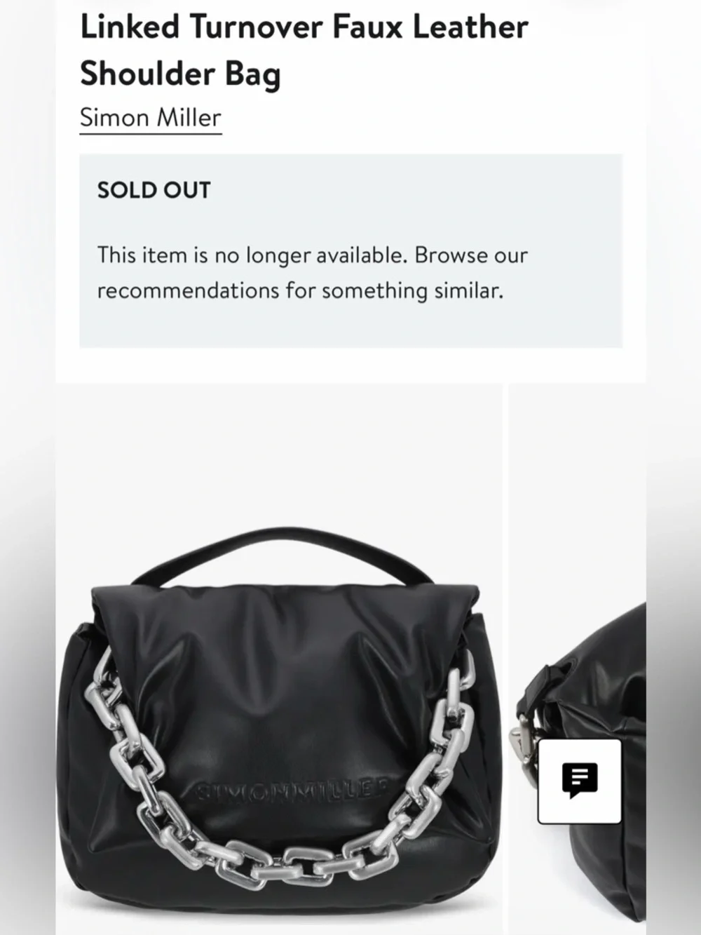 Linked Turnover Black Faux Leather Shoulder Bag - Picture 5 of 5